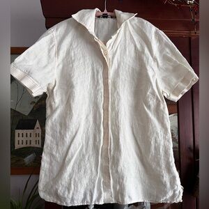 Lands’ End ladies off-White Linen Shirt size small